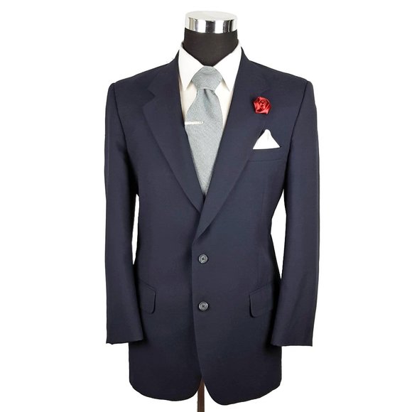 Burberry Other - Burberry Vintage Mens Wool Blazer 42L Navy Blue